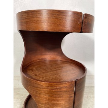 COMODINO DESIGN VINTAGE epoca '1970 LEGNO CURVATO STILE LUIGI CACCIA DOMINIONI