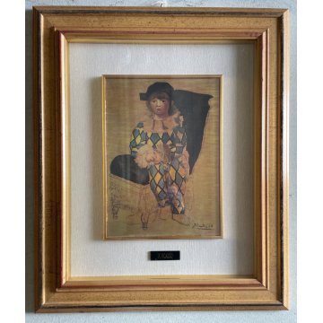 QUADRO OMAGGIO A Picasso "Paul vestito da Clown" FOGLIA ORO METALLO n° 32/120