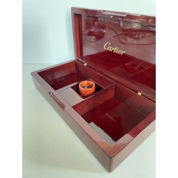 SCATOLA DA VIAGGIO CARTIER CON LENTE OROLOGIO VINTAGE LEGNO WATCH CLOCK BOX