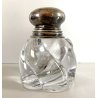ANTICO CALAMAIO INKWELL CRISTALLO COSTOLATO MOLATO Baccarat COPERCHIO ARGENTO