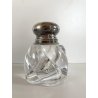 ANTICO CALAMAIO INKWELL CRISTALLO COSTOLATO MOLATO Baccarat COPERCHIO ARGENTO