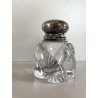ANTICO CALAMAIO INKWELL CRISTALLO COSTOLATO MOLATO Baccarat COPERCHIO ARGENTO