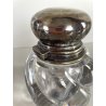 ANTICO CALAMAIO INKWELL CRISTALLO COSTOLATO MOLATO Baccarat COPERCHIO ARGENTO