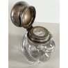 ANTICO CALAMAIO INKWELL CRISTALLO COSTOLATO MOLATO Baccarat COPERCHIO ARGENTO