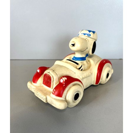 PUPAZZO GOMMA VINTAGE Snoopy  Roadster CAR RUBBERTOY MADE in BRAZIL 1966