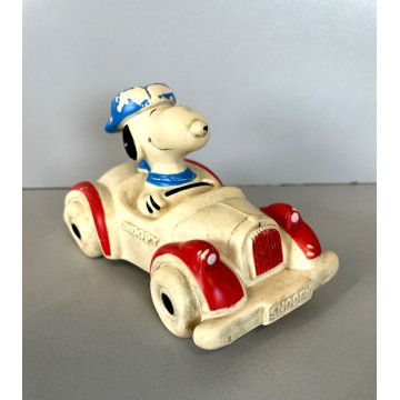 PUPAZZO GOMMA VINTAGE Snoopy  Roadster CAR RUBBERTOY MADE in BRAZIL 1966
