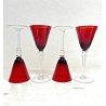 Lotto n° 4 CALICI ROSSO RUBINO PIEDISTALLO TRASPARENTE BICCHIERI ø 7,5 x 20 cm/h