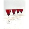 Lotto n° 4 CALICI ROSSO RUBINO PIEDISTALLO TRASPARENTE BICCHIERI ø 7,5 x 20 cm/h