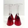 Lotto n° 4 CALICI ROSSO RUBINO PIEDISTALLO TRASPARENTE BICCHIERI ø 7,5 x 20 cm/h