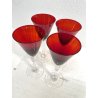 Lotto n° 4 CALICI ROSSO RUBINO PIEDISTALLO TRASPARENTE BICCHIERI ø 7,5 x 20 cm/h