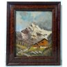 ANTICO QUADRO DIPINTO OLIO TAVOLA MACCHIAIOLO BAITA MONTAGNA OSSOLA BOSCO EPOCA