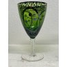 ANTICO SET BROCCA CALICI VETRO VERDE VENZIANO DECORO FLOREALE ARGENTO LIBERTY
