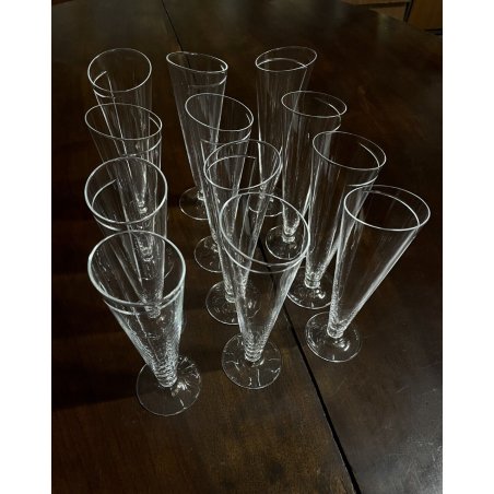 SET 12 BICCHIERI CRISTALLO MURANO Cartoccio DESIGN Carlo Moretti FLUTE 19,5 cm/h