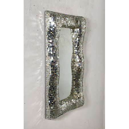 SPECCHIO CORNICE MOSAICO RETTANGOLARE ANNI 80 DILMOS MIRROR DESIGN MODERNO OLD