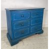 ANTICO COMO BLU 6 CASSETTI legno ABETE epoca 900 CASSETTONE mobile CASSETTIERA