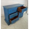 ANTICO COMO BLU 6 CASSETTI legno ABETE epoca 900 CASSETTONE mobile CASSETTIERA