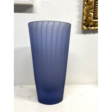 GRANDE VASO Vetri VM Murano FIRMATO L. De Rai INDACO CANNE SATINATO 44,5 cm/h