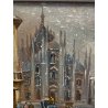 PICCOLO DIPINTO OLIO RAME Mariolino da Caravaggio Falsario VEDUTA DUOMO MILANO