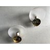 COPPIA APPLIQUE VINTAGE LAMPADA DA PARETE VETRO OPALINO OTTONE DESIGN ANNI '60