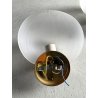 COPPIA APPLIQUE VINTAGE LAMPADA DA PARETE VETRO OPALINO OTTONE DESIGN ANNI '60