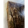 ANTICO DIPINTO OLIO Louis B. Hurt PAESAGGIO SELVA BOSCO FIGURE TARDO AUTUNNO 900