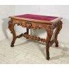 ANTICA SCRIVANIA BAROCCO LEGNO NOCE SCRITTOIO PRIMI 1800 PIANO STOFFA CONSOLLE