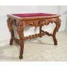 ANTICA SCRIVANIA BAROCCO LEGNO NOCE SCRITTOIO PRIMI 1800 PIANO STOFFA CONSOLLE