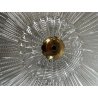 LAMPADARIO SOFFITTO ROTONDA ø 43,5 PLAFONIERA 3 luci VETRO Murano OTTONE '70