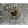 LAMPADARIO SOFFITTO ROTONDA ø 43,5 PLAFONIERA 3 luci VETRO Murano OTTONE '70