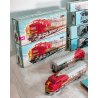 TRENINO Marklin LOCOMOTIVA Santa Fe 4 Vagoni Cargo H0 BOX binari TRASFORMATORE