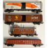 TRENINO Marklin LOCOMOTIVA Santa Fe 4 Vagoni Cargo H0 BOX binari TRASFORMATORE