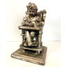 SCULTURA Vincenzo Bertolotti BIMBA SEGGIOLONE GESSO PATINATO COLOR BRONZO '20