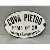 ANTICA TARGA FERRO BOMBATA SMALTATA BIANCA COVA PIETRO SOMMA LOMBARDO PRIMI '900