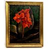 QUADRO DIPINTO OLIO Dino Uberti NATURA MORTA FIORE ESOTICO ROSSO 1937