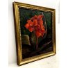 QUADRO DIPINTO OLIO Dino Uberti NATURA MORTA FIORE ESOTICO ROSSO 1937