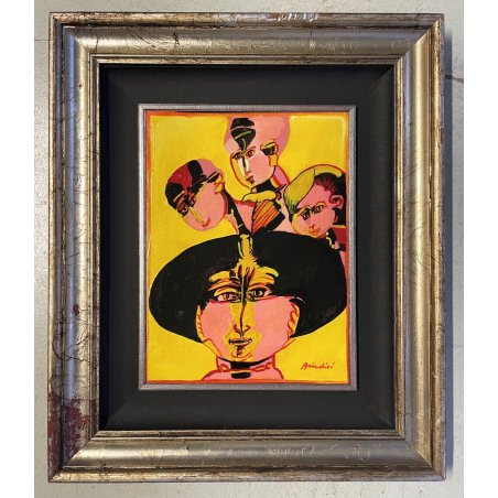 DIPINTO OLIO TELA Remo Brindisi MATERNITA' ARTE MODERNA CONTEMPORANEA 1976
