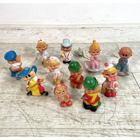 LOTTO 11 PUPAZZO GOMMA VINILE ASSORTITI VINTAGE FIGURE BABY BOY CHICCO '60 '70
