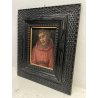 ANTICO QUADRO DIPINTO OLIO TAVOLA RELIGIOSO Gesù Cristo CORONA SPINE GUILLOCHE'