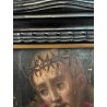 ANTICO QUADRO DIPINTO OLIO TAVOLA RELIGIOSO Gesù Cristo CORONA SPINE GUILLOCHE'