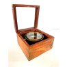 BUSSOLA TAVOLO INCLINABILE STRUMENTO NAUTICO BOX LEGNO OTTONE VETRO DECOR '900