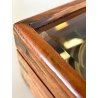 BUSSOLA TAVOLO INCLINABILE STRUMENTO NAUTICO BOX LEGNO OTTONE VETRO DECOR '900