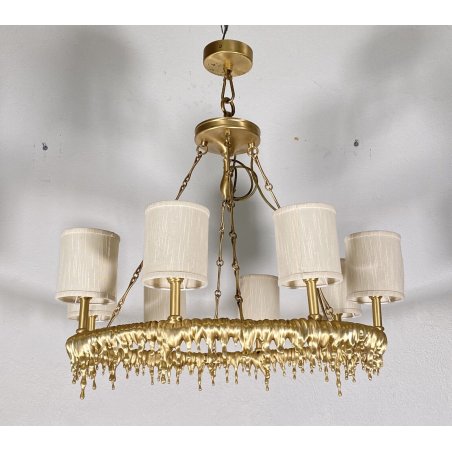 LAMPADARIO MODERNO FERRO 8 LUCI SCIOLTO ANNI 2000 LAMPADA SOFFITTO OTTONE LAMP