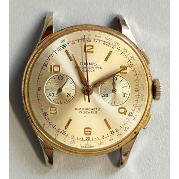 ANTICO OROLOGIO POLSO oro DIONIS anni 60 Cronografo AVIA cal. LANDERON 149 Watch