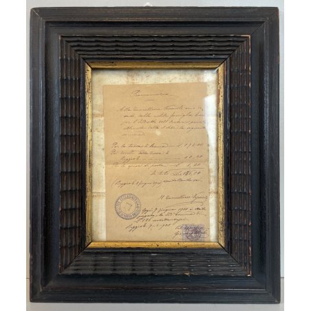 ANTICO DOCUMENTO Curia Ecclesiastica REGGIO EMILIA CORNICE GUILLOCHE 33 x 39 cm