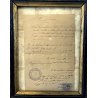 ANTICO DOCUMENTO Curia Ecclesiastica REGGIO EMILIA CORNICE GUILLOCHE 33 x 39 cm