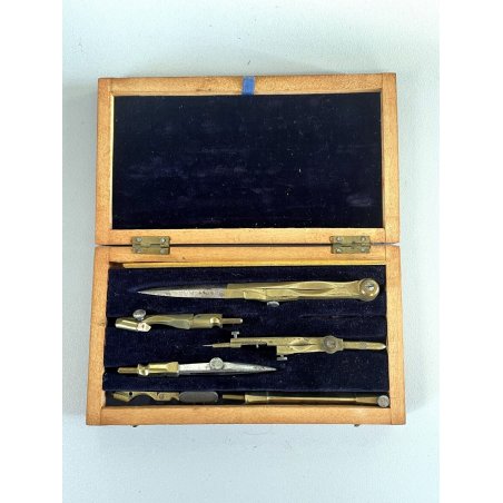 COMPASSO ANTICO Con SCATOLA LEGNO Pezzi Vari VECCHI STRUMENTI Disegno Tecnico