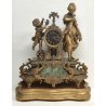 ANTICO OROLOGIO TAVOLO PENDOLO BRONZATO Parigina SCULTURA Napoleone III marmo