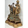 ANTICO OROLOGIO TAVOLO PENDOLO BRONZATO Parigina SCULTURA Napoleone III marmo