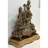 ANTICO OROLOGIO TAVOLO PENDOLO BRONZATO Parigina SCULTURA Napoleone III marmo
