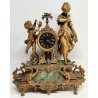 ANTICO OROLOGIO TAVOLO PENDOLO BRONZATO Parigina SCULTURA Napoleone III marmo